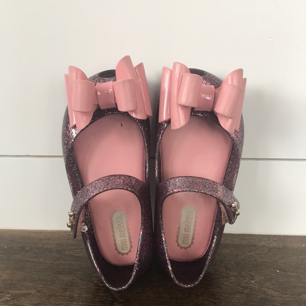 Mini Melissa pink glitter Mary Janes.
